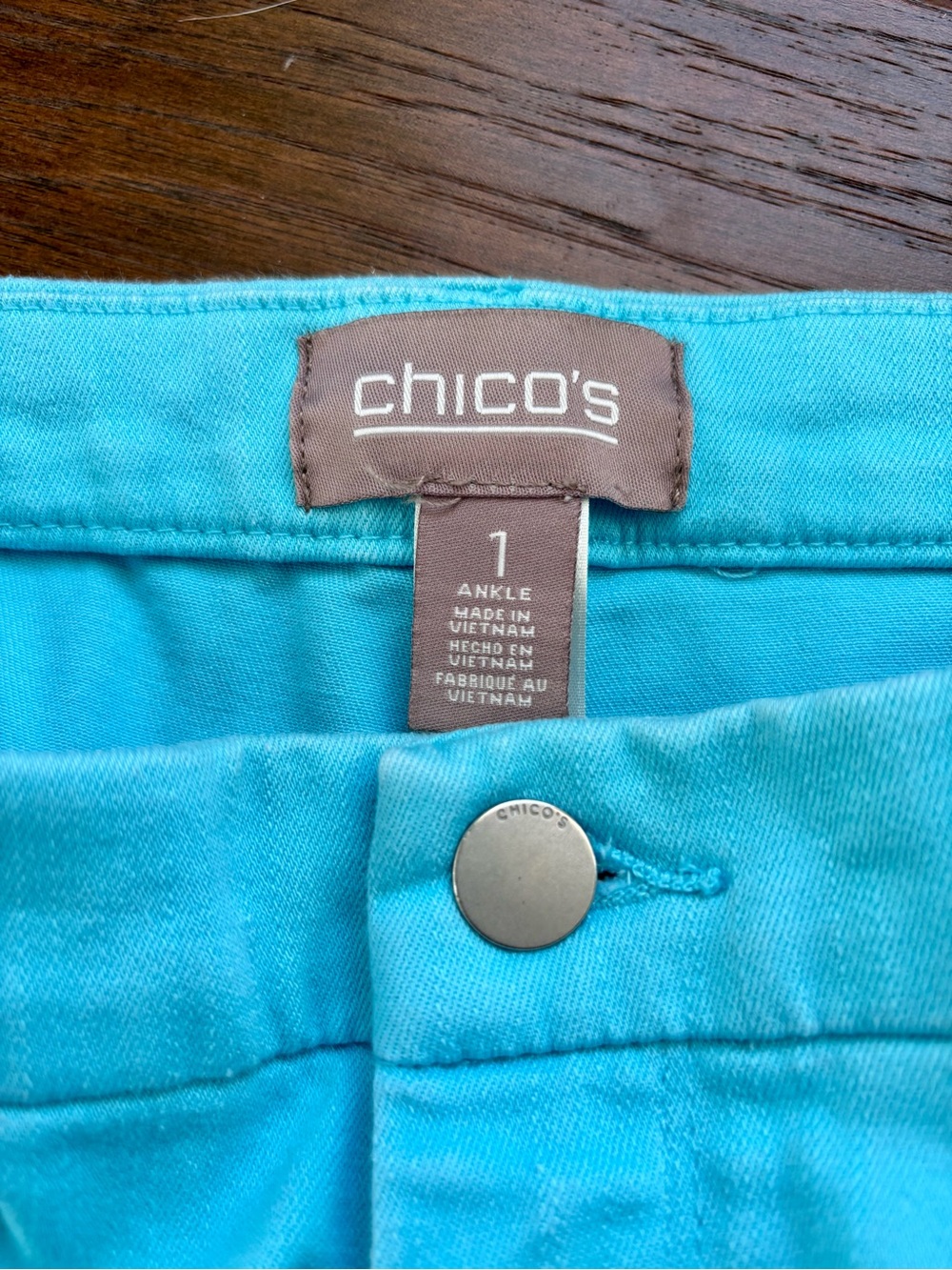 Chico's Aqua Jeans Pants 8/M/1 Ankle - Picture 4 of 5